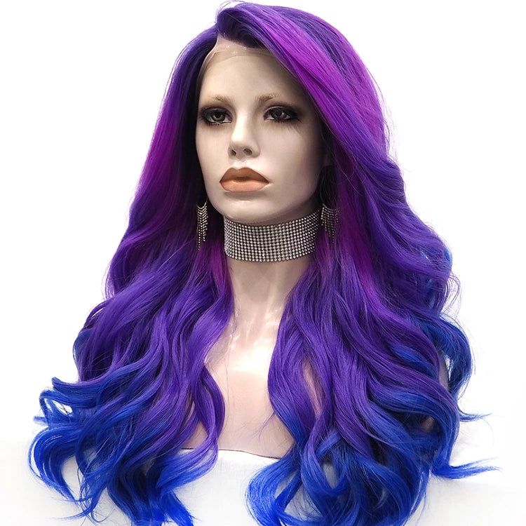 Celebrity High Density Synthetic Hair With Natural Hairline Purple Lace Front Wig