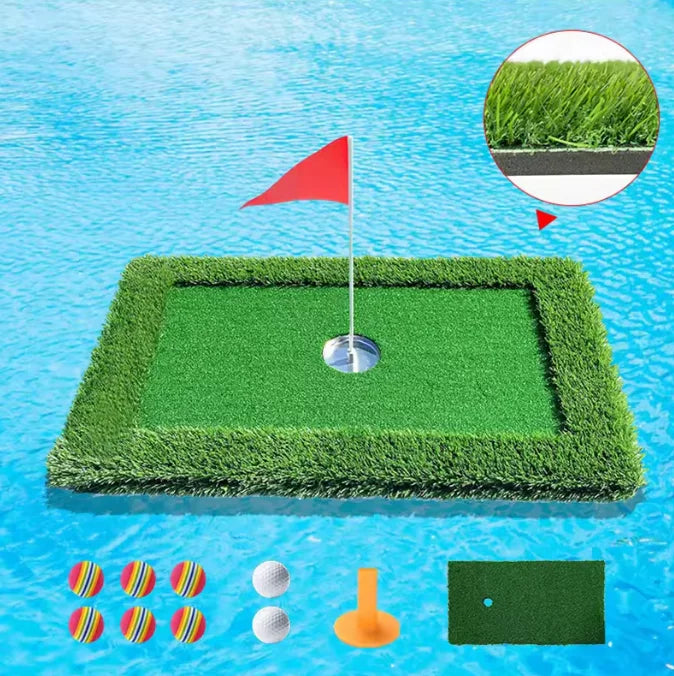 Promotion Floating Golf Green 2x3ft Golf Chipping Putting Green Floating Mat Pool Golf Turf Mat Set Pool Golf Game Floating