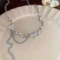 Punk Style Resin Heart Knot Trendy Alloy Irregular Necklaces for Y2K Girls Cool Hip Hop Clavicle Chain for Party or Gift