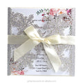 Square Laser Snowflake Glitter Invitation Card Pattern Wholesale Custom Laser Cut Greeting Cards