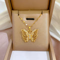 Stainless Steel Hollow Out Butterfly Pendant Necklace for Women Fashion Girls Clavicle Chain Birthday Jewelry Gifts