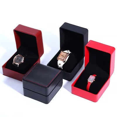 Custom Logo Watch Box PU Leather Watch Box Flip Cover Watch Boxes Cases