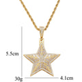 CN448 Brass Cubic Zircon Star Shape Pendants Men and Women Hip Hop Necklace