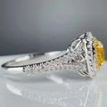 SGARIT Fine Jewelry 18k Yellow Gold 1CT Fancy Yellow Natural Diamond Ring Cushin Cut Diamond for Women Wedding Ring