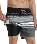 Men's Swim Trunks Compression Lined Swimsuit Quick Dry Swimwear Fashion Print Cropped Board Shorts