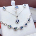 Hot Sale Indian 925 Sterling Silver Natural Sapphire Women Necklace Wedding Engagement Jewelry Set Wholesale