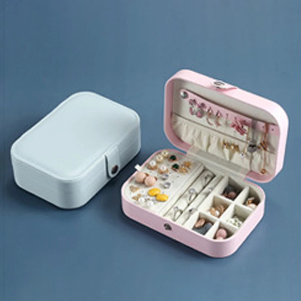 Women Leather Mirror Jewelry Packaging Jewelry Carrying Storage Case Box Container