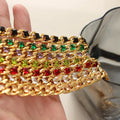 Stainless Steel Zircon Link Chain Bracelet Necklace Jewelry Set Multicolor Gold Plated Women Jewelry Set