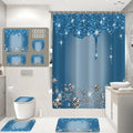 Luxury Sparkling Diamond Shower Curtain Set With Carpet and Toilet Seat
