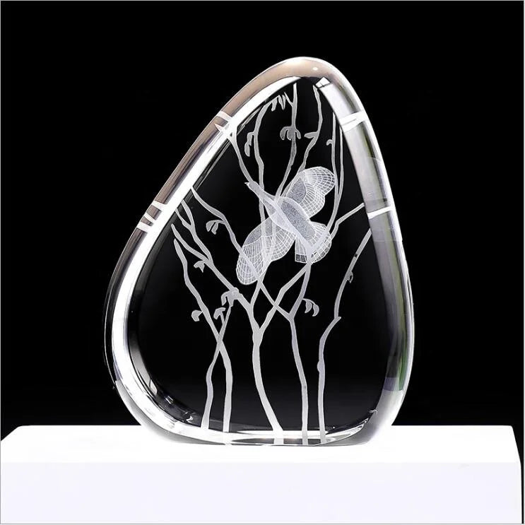 Luxury Home Decoration Items Personalized 3D Laser Engraving Crystal Home Tabletop Decor