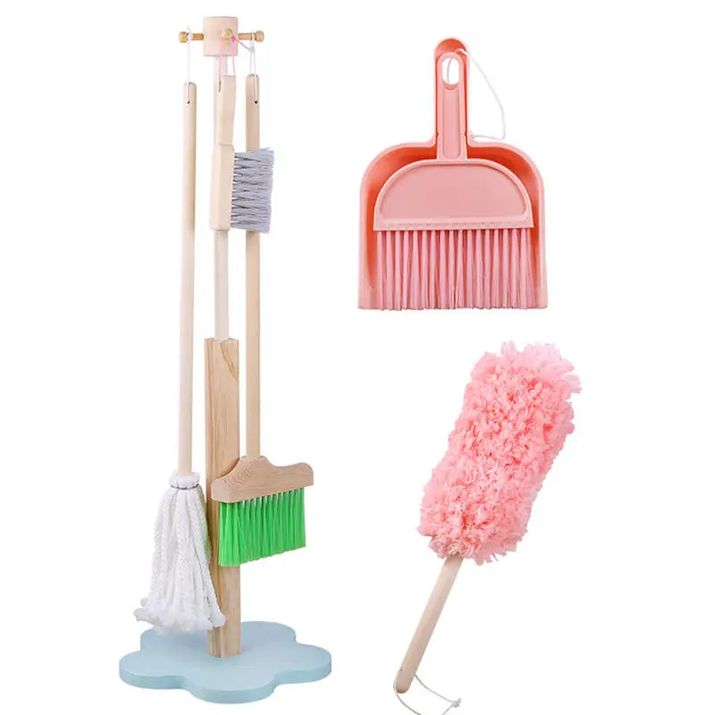 Children's Cleaning Tools Toy Set Mini Broom Dustpan Mop Cleaning Tool Set Boy Girl Play House Montessori Teaching Aid Toy