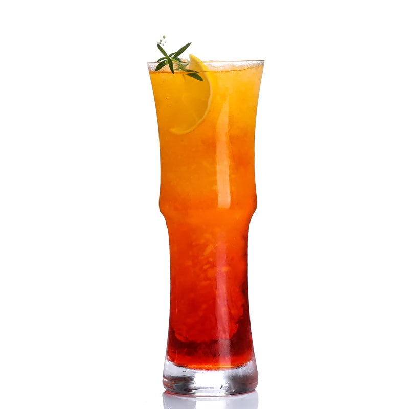 Wholesale 500ml Creative Bamboo Shaped Cocktail Glass Cup for Juice Milk Tea Beverages