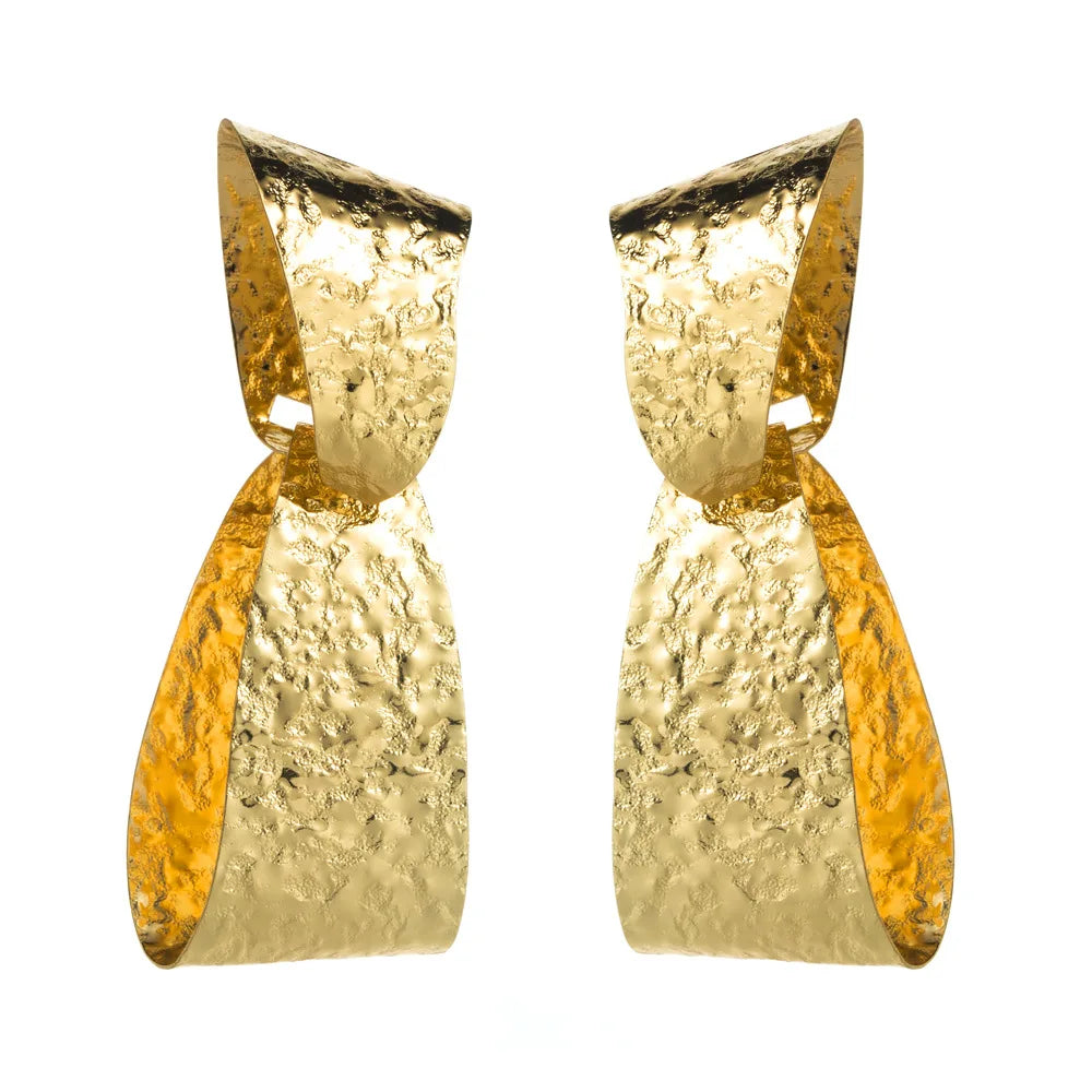 KAIMEI 2025 New Arrival Fashion Jewelry Hot Selling Design Geometric Shaped Earring Big Women Metal 18k Gold Drop Earrings