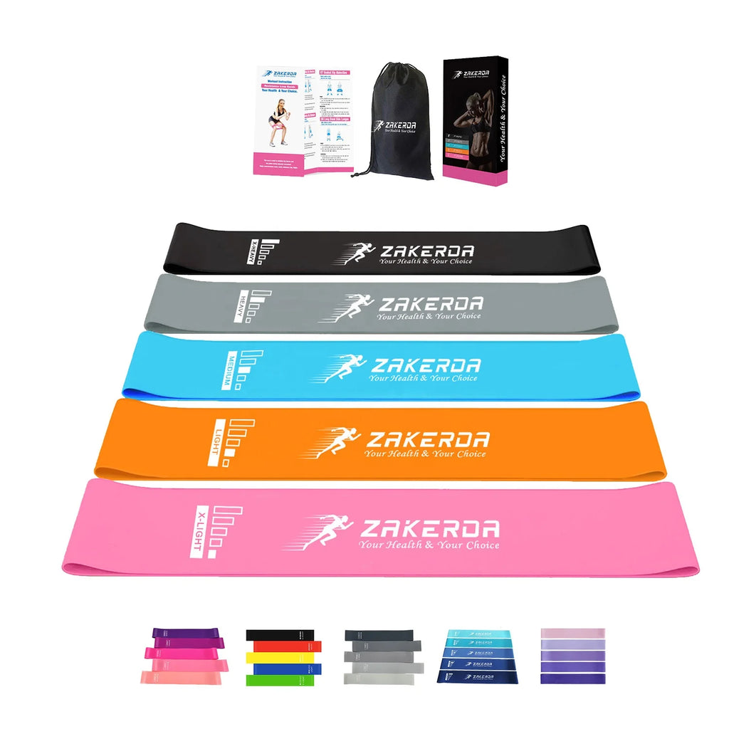 Zakerda Custom Logo Mini Loop 5-Level Resistance Band Set Wholesale Latex Exercise Body Building Workout Home