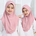 Malaysia Girl's Kids  Hijab 1 Piece Amira Easy Pull-on Summer Head Scarf Shinny Instant Muslim Bonnet Prayer Scarf Wrap