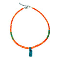 925 Sterling Silver Southwestern Style Strand Natural Turquoise and spiny Necklace with Traditional