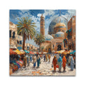 Custom Modern Oil Paintings Hand-painted Brush Strokes Town Street Market Arabic Architecture Canvas Art Prints for Art Projects