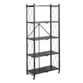 Multifunctional 2/3/4/5 Tier Folding Storage Shelves with Wheels Metal Rack Kitchen & Bathroom Organizer Shelf for Living Room