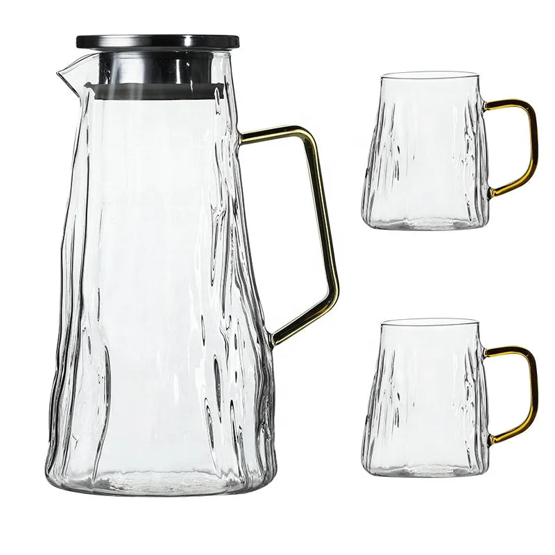 Koi Large Capacity Living Room Thickened Heat Resistant High Borosilicate Tea Juice Drink Tree Grain Glass Cooling Cup Set