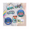 Embroidered Hot Melt Adhesive Iron on Camping Landscape Pattern Patch for Clothing Jeans Hat Backpack Decoration Garment Patches