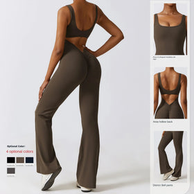 OEM Factory Out Jumpsuit for Women Hip-lift Sports Fitness One Piece Jumpsuits Women Sports Bodysuit With Wide Leg