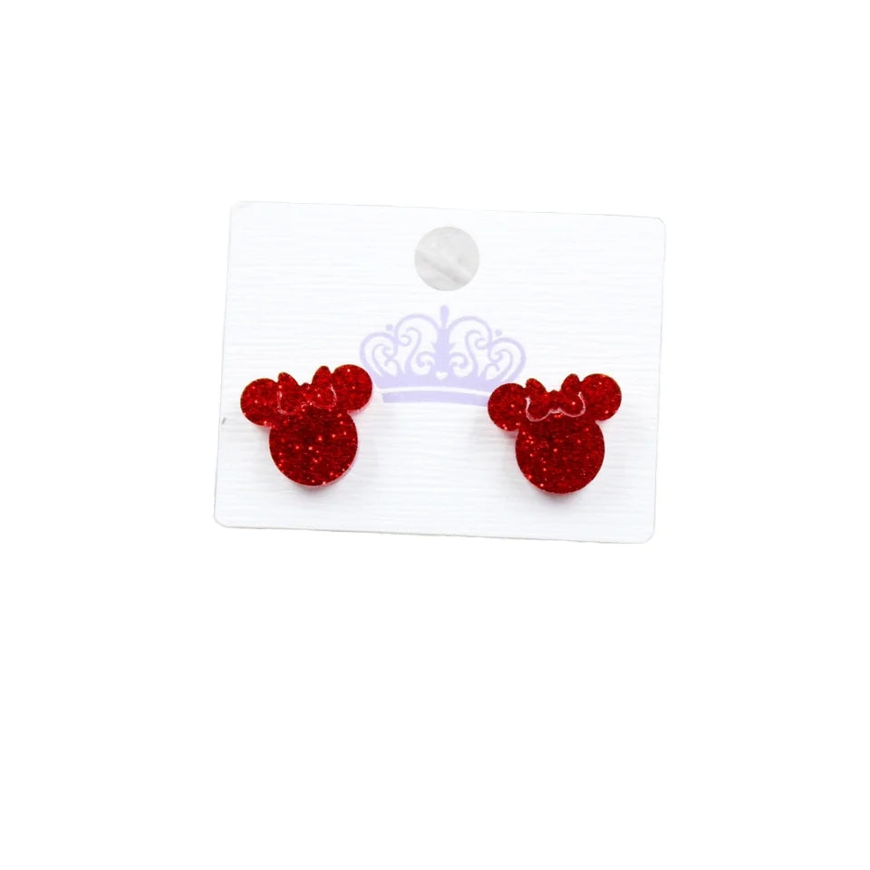 ERS312ST043 12/16mm Glitter Acrylic Castle Stud Earrings Female Mouse Head Stud Earrings-ST-5