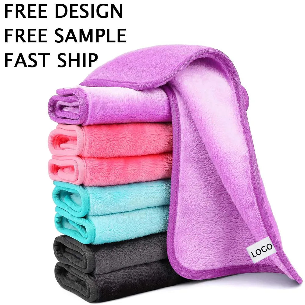 Custom Logo Flannel Ultra-soft Cleansing Towel Makeup Removal Beauty Towel Face Washing Cleaning Towel Skincare Small Towel
