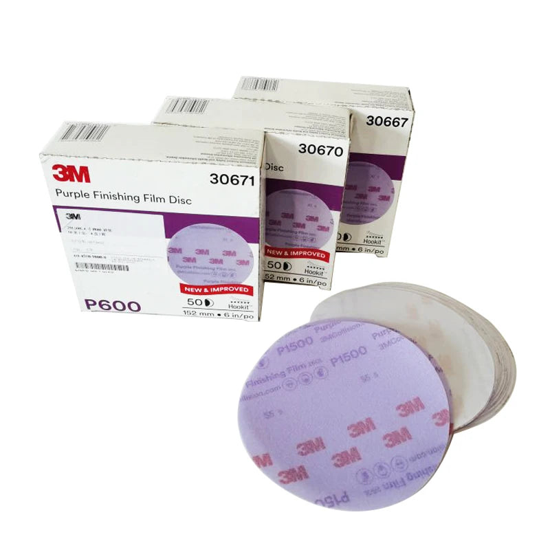 3M260L 152mm 6 Inch Purple Finishing Film Disc Hookit P1500 800 600 Grit Dry Abrasive Paper Ultrafine Abrasive Car Polishing