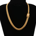 10mm Gold Titanium Steel Stainless Steel Cuban Chain Micro-Inlaid White Zircon Diamond Buckle Crypto Necklace Number