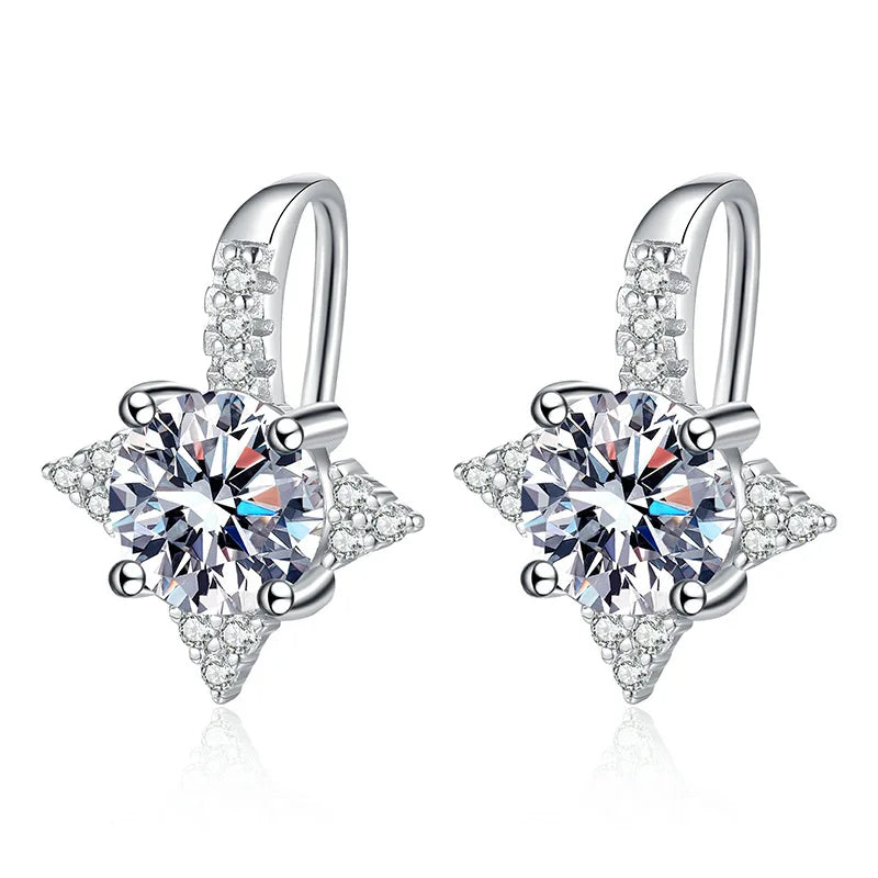 Real S925 Silver Stud Earrings Women Exquisite Fashion Wedding Gift D Color 1CT Moissanite Earrings GRA Certified Jewelry