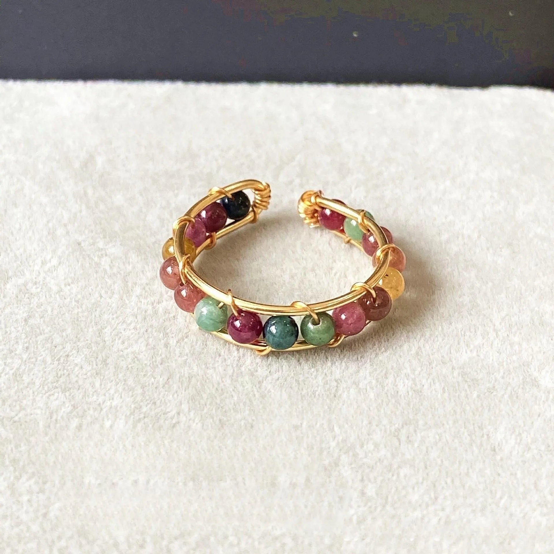 11111Wire Wound Handmade Natural Tourmaline Ring