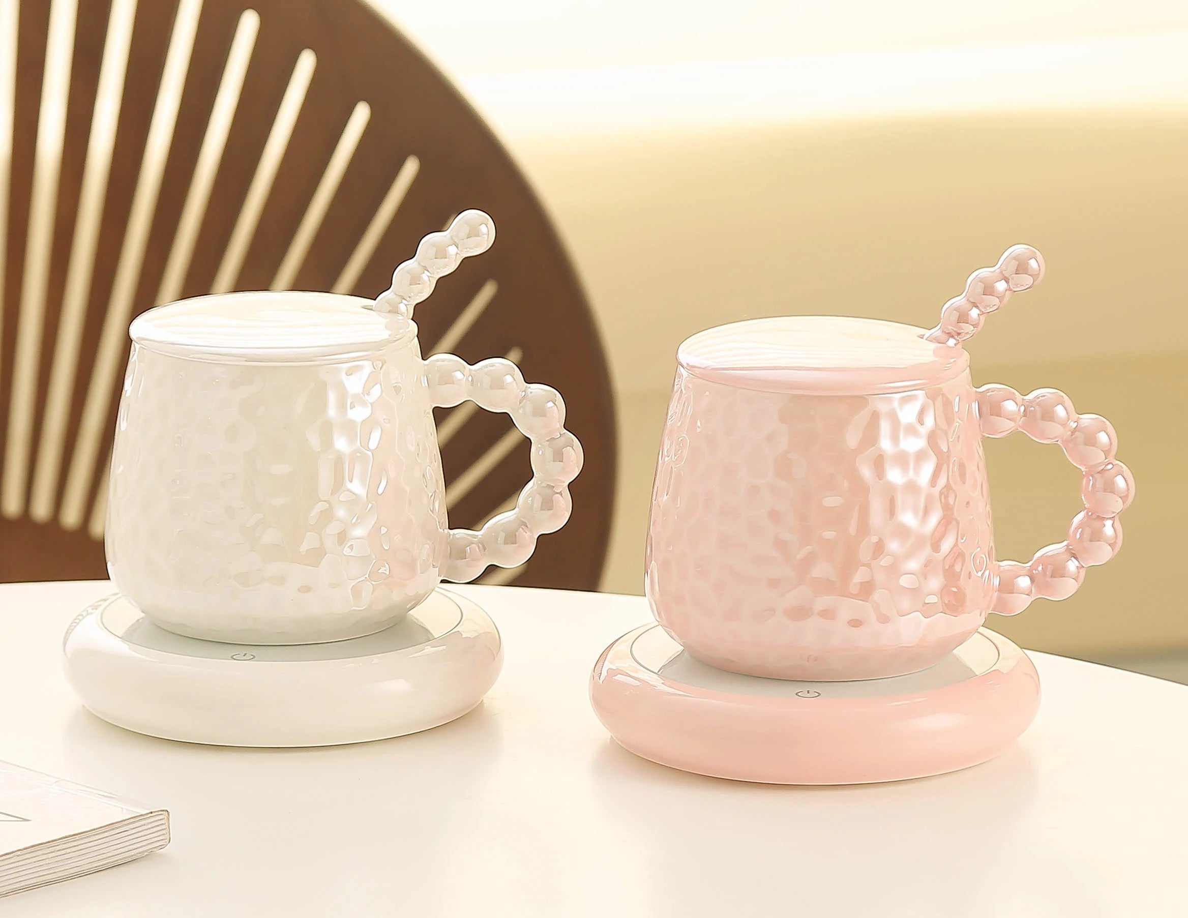 Oem Portable Electric Ceramic Constant Temperature Vacuum Flask Mug 55 Degree Thermostat Warm Cup With Heating Coaster