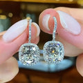 CAOSHI Factory Wholesale Luxury Geometric Crystal Cubic Zirconia Hanging Earrings for Women Wedding Silver Plated Drop Earrings