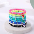 Beach Bohemian Soft Polymer Clay Beads Beaded Elastic Heart Charm Pendant Fashion Jewellery Elastic Cord Bracelet Jewelry