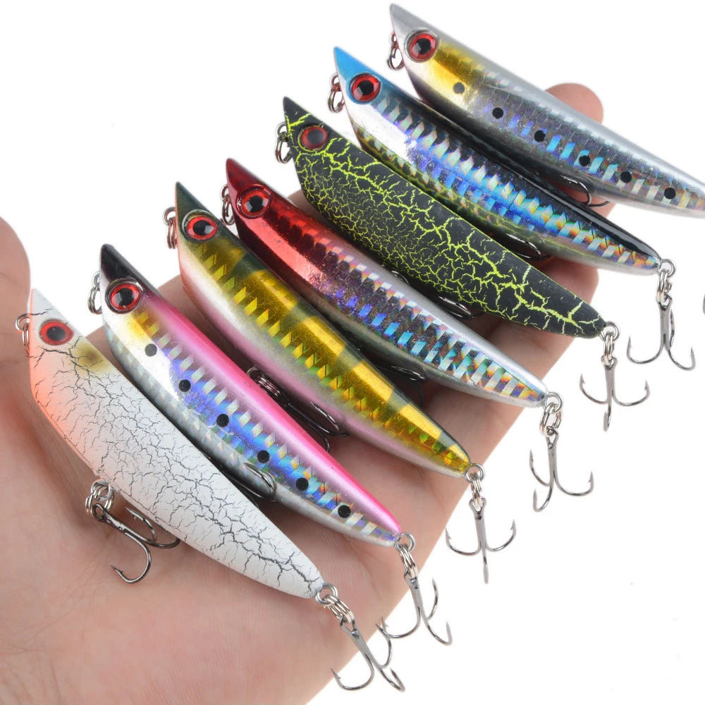 KEWOTE Hard Popper Fishing Lure 3.12"-8cm 0.30OZ-8.5g Fishing Wobblers Plastic Artificial Bait Crankbaits Lures