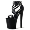 Black Rivet Punk Stiletto High Heel 20 cm Sexy Sandals Pole Dance Model Show Platform Summer Sandals Pole Dance Heels