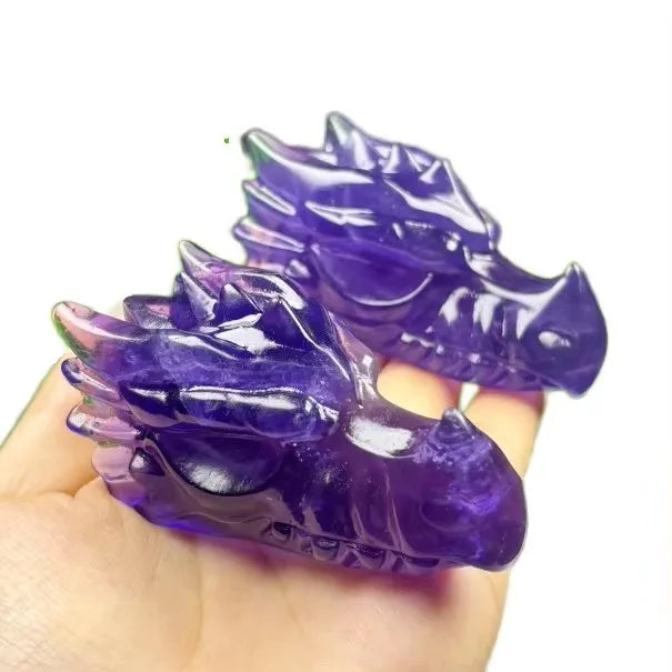 Crystal Carvings Wholesale  Hand Carved Engraved Agate Geode Dragon Skulls for Spritual Healing & Home Decoration