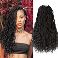 Goddess Locs Wavy Faux Crochet Hair Extensions Synthetic Braids with Curly Ends Dyed Chemical Processing Hair