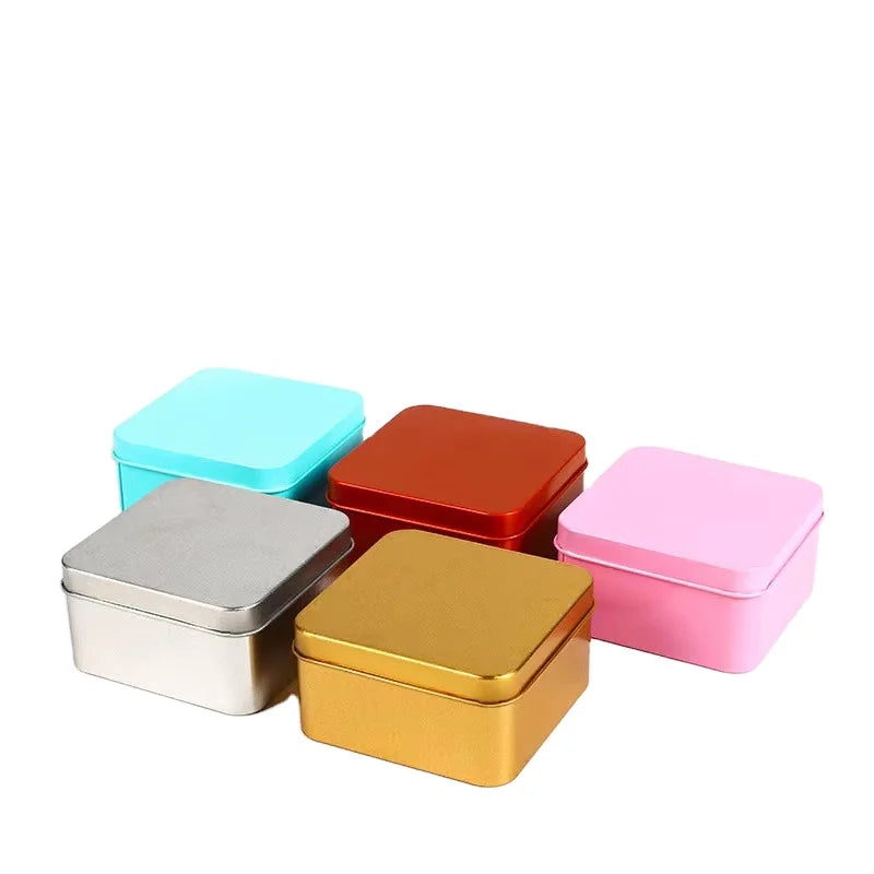 Empty Gold Silver square Aluminum Tin Jar Container Tin Cans Aluminum Candle Tin / Cream Container / Tea Container