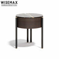 WISEMAX FURNITURE Nordic Modern Bedroom Furniture Round Top Solid Wood Bed Side Table Slate Top Night Stand for Home Hotel