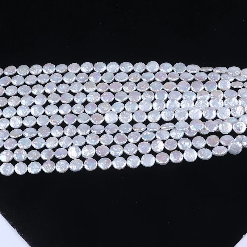11-12mm AA Freshwater Pearl Strands Coin Shape Loose Pearl Beads