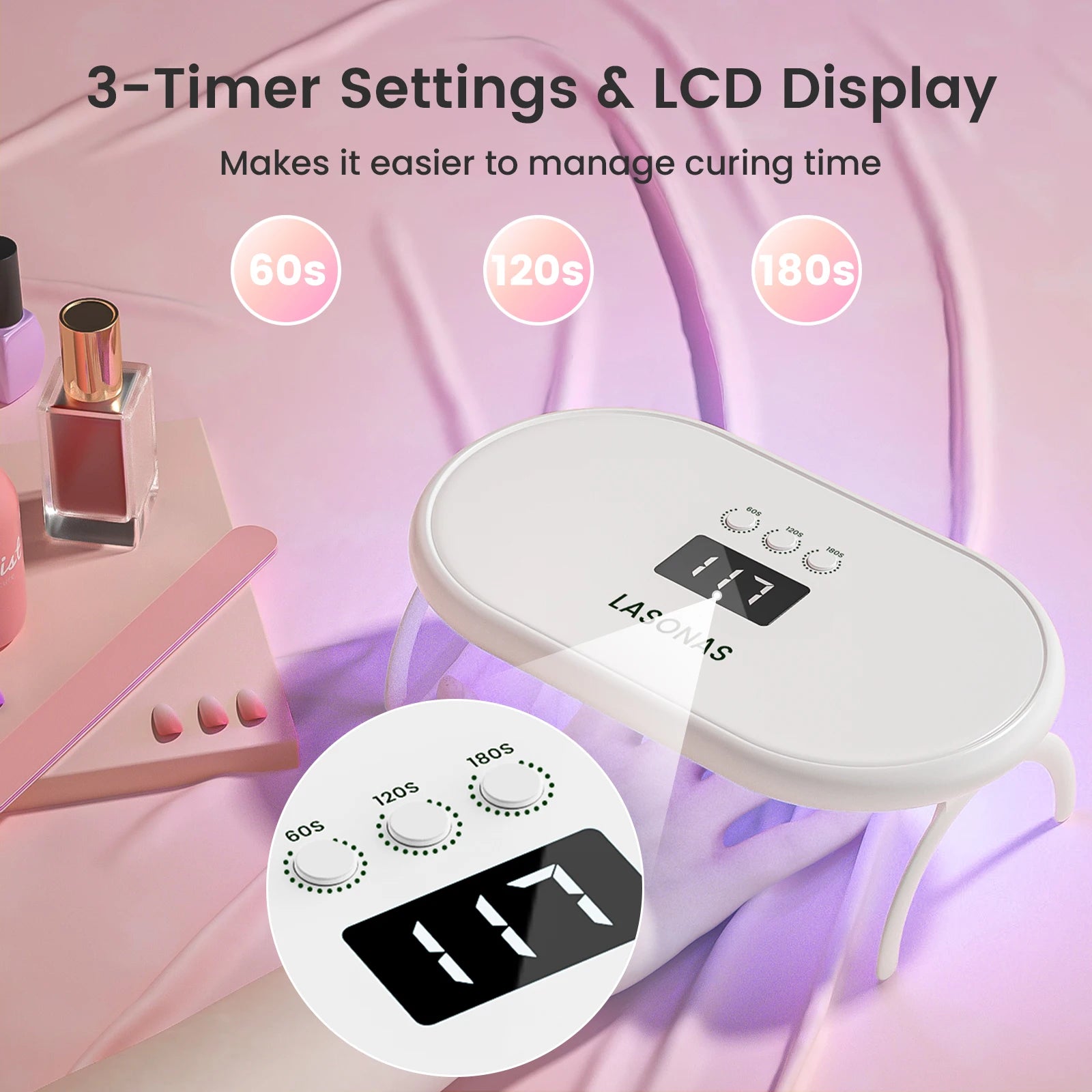 24W Gel Polish UV Nail Light 3 Timer Setting Fast Drying Curing Mini Portable Cure Lamp UV LED Nail Lamp
