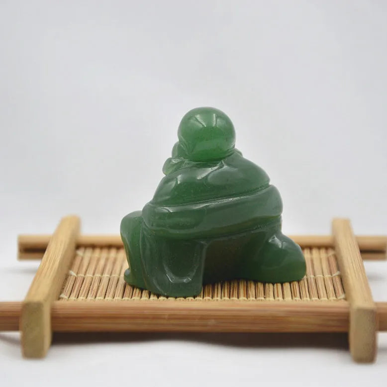Huiying Wholesale Natural Hand Carved Healing 1.5 Inch Green Aventurine Stone Figure of Buddha for Decoration
