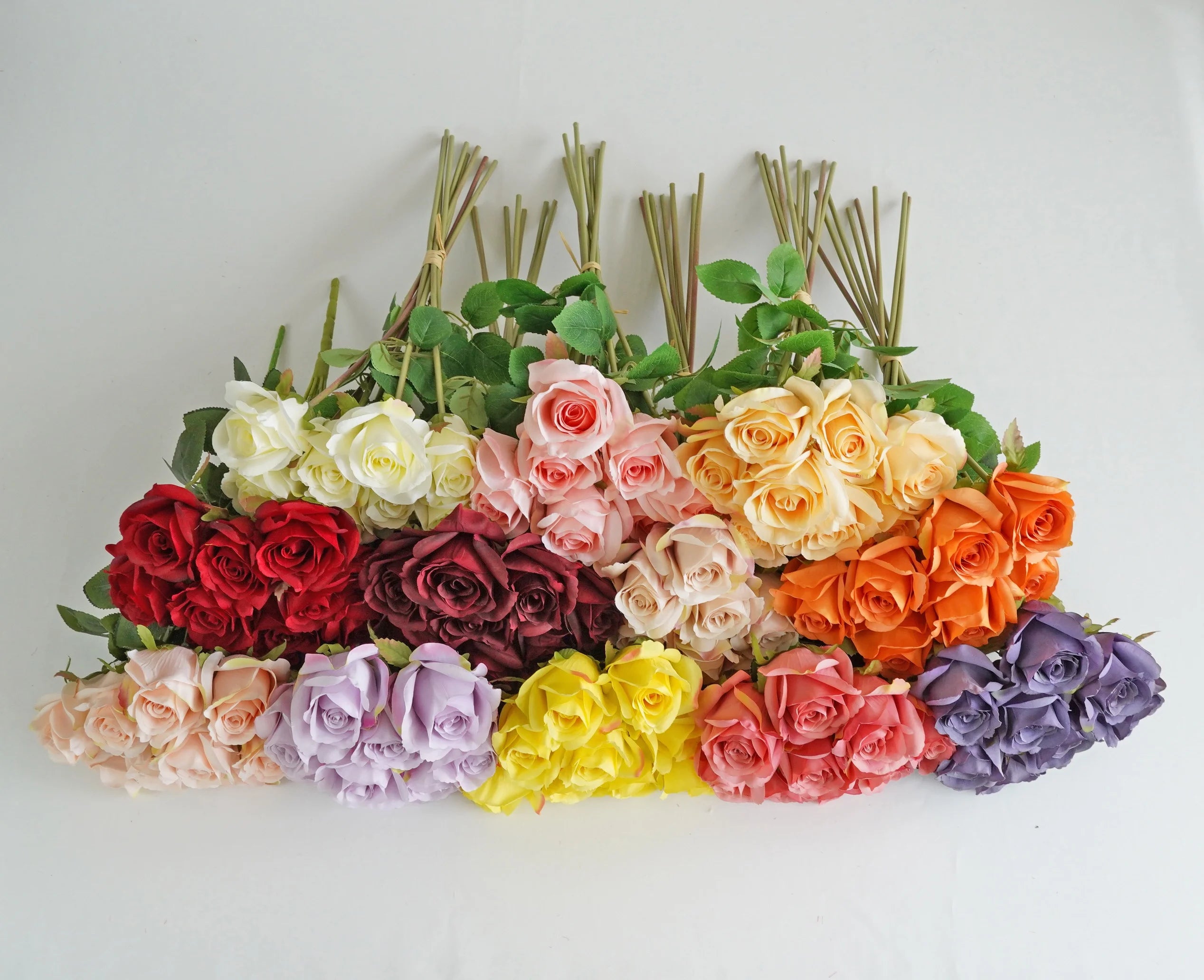 O-X834 Wholesale Price 8 Heads 9 Heads Artificial Silk Rose Bundle Hot Pink Artificial Rose Flowers Bouquet Wedding Decoration