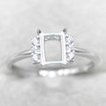 Semi Mount Ring 5*7mm Sterling Silver Square Shape Empty Frame Blank Claws Setting S925 Base Without Center Stone for Inlay DIY