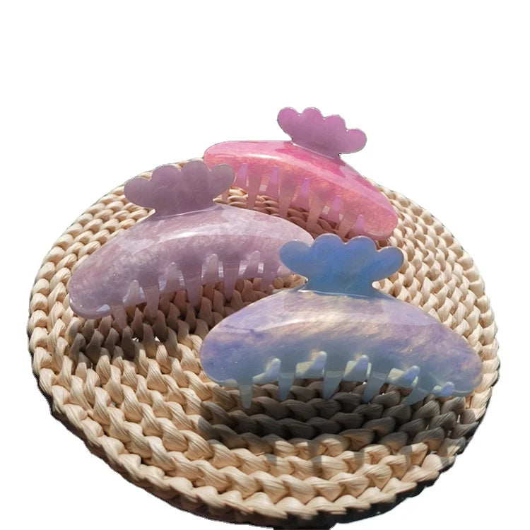 Fashion Exquisite Geometric Acrylic Acetate Hair Claw Simple Discoloration Acrylic Hair Claw Clips for Women
