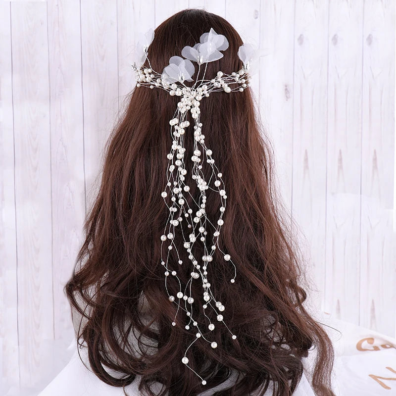 Wholesale Hair Jewelry Accessory Hair Vine Floral Pearl Design Halo Headpiece Wedding Bridal Headband