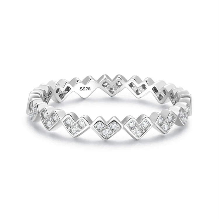 Simple Fashion Jewelry 925 Sterling Silver Geometric Heart Love Shape Band Ring