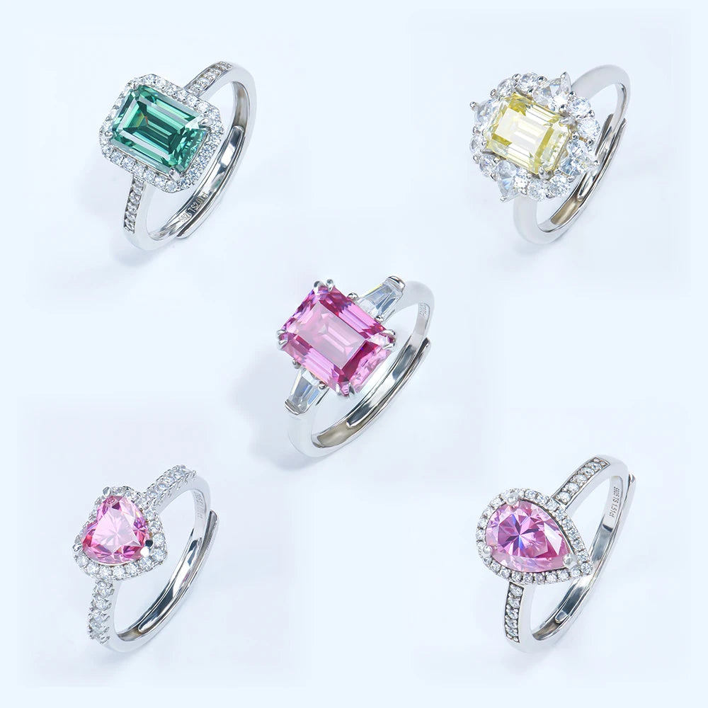 Xingyue Fashion Design Wholesale Price 925 Silver Rings with Color Moissanite Diamond Moissnaite Ring for Women