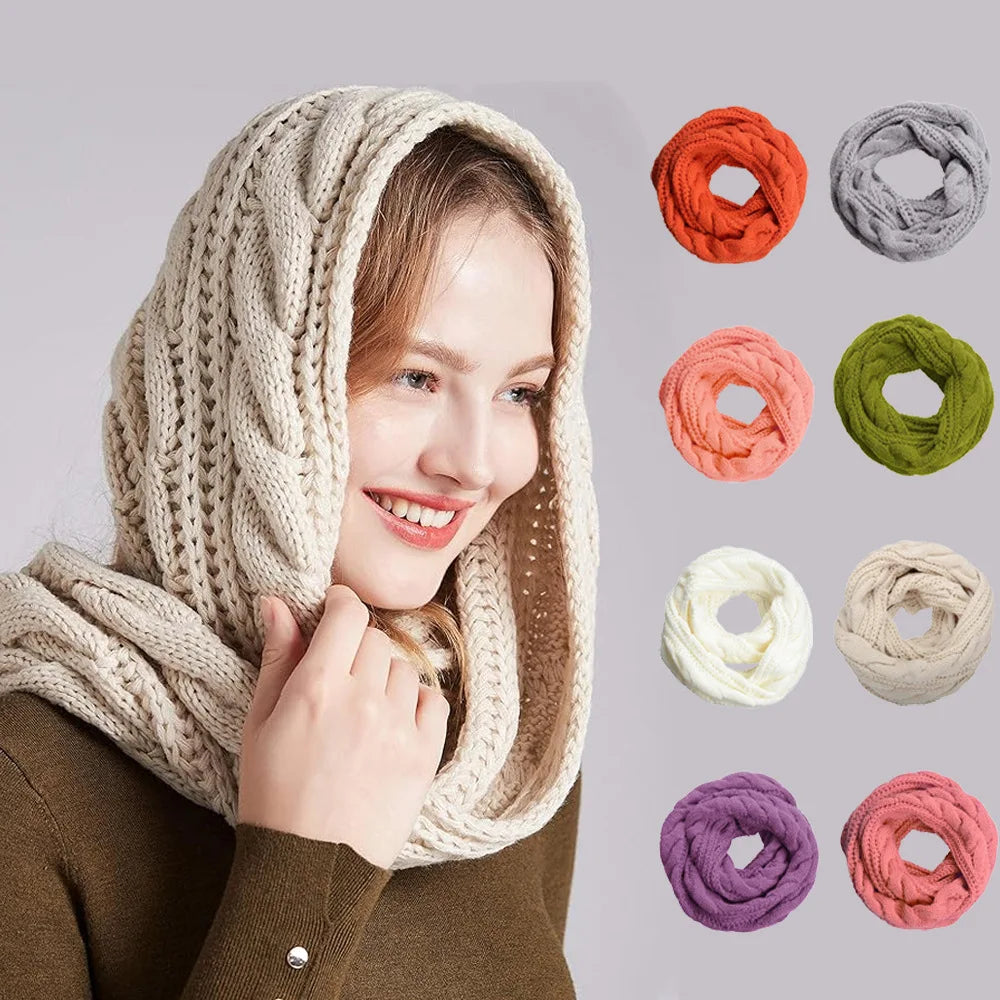 Fashion Women Winter Outdoor Warm Solid Candy Color Knitting Neck Scarves Collar Acrylic Wool Infinity Scarfs Knitted Scarf